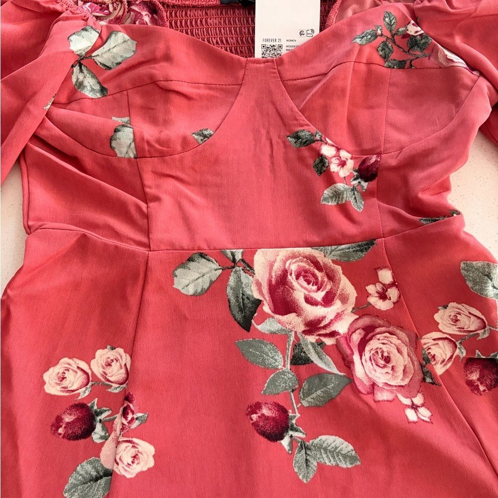 Forever 21 Pink Floral Long Sleeve Dress - Picture 3 of 8